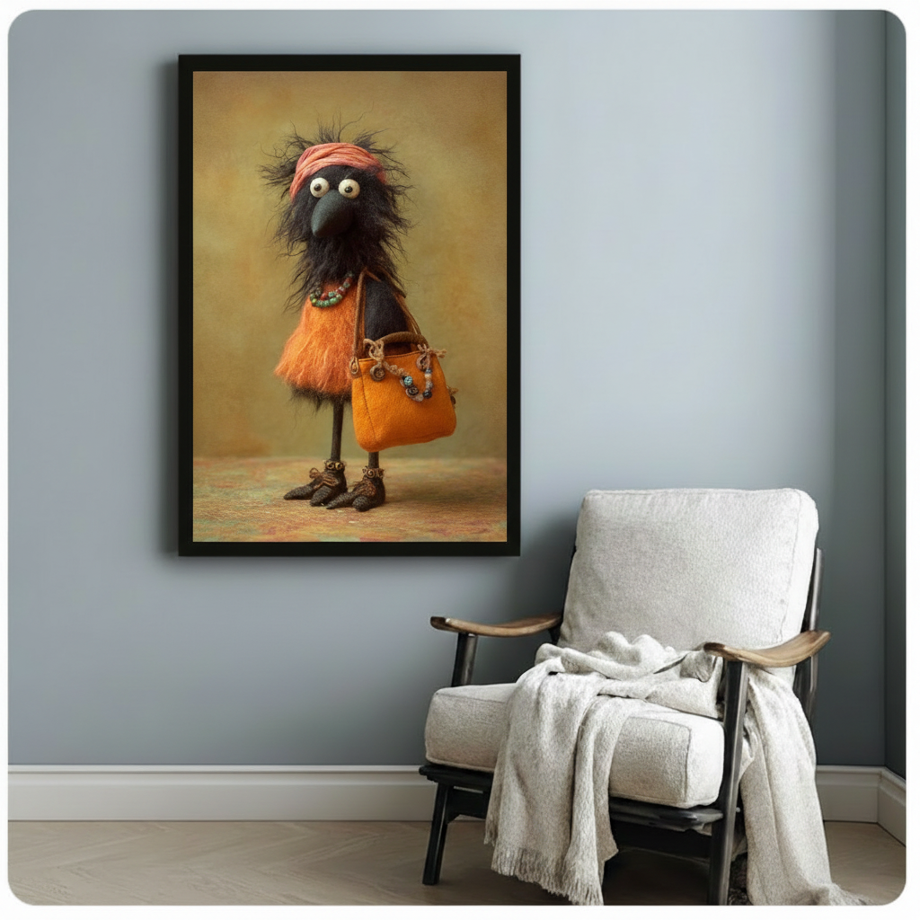 Whimsical Boho Bird Canvas Wall Art