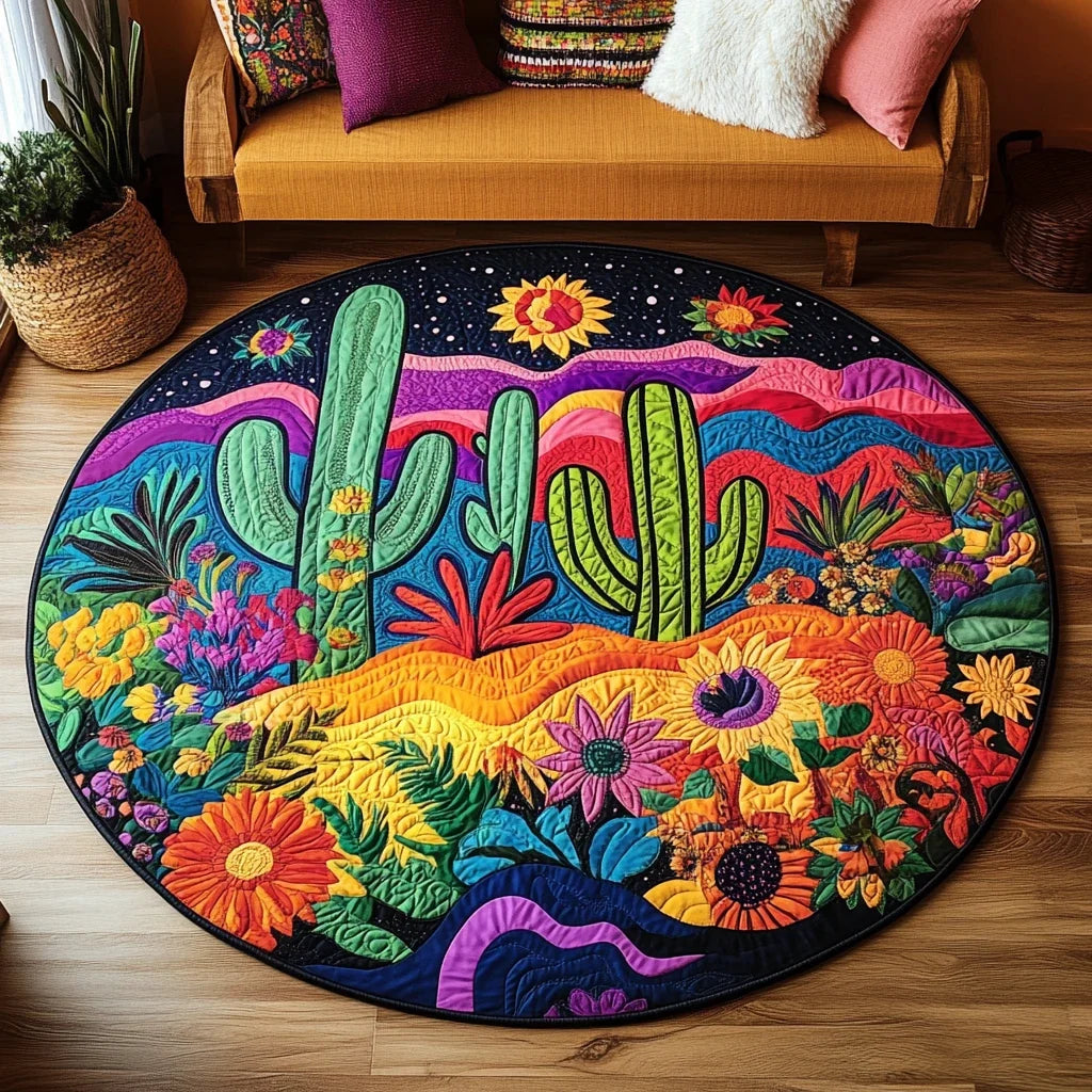 Succulent Joy Mat Quilted Round Mat