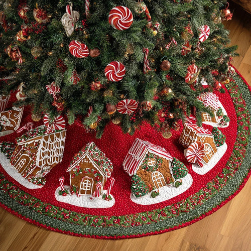 Sugar Cabin Christmas Quilted Tree Skirt