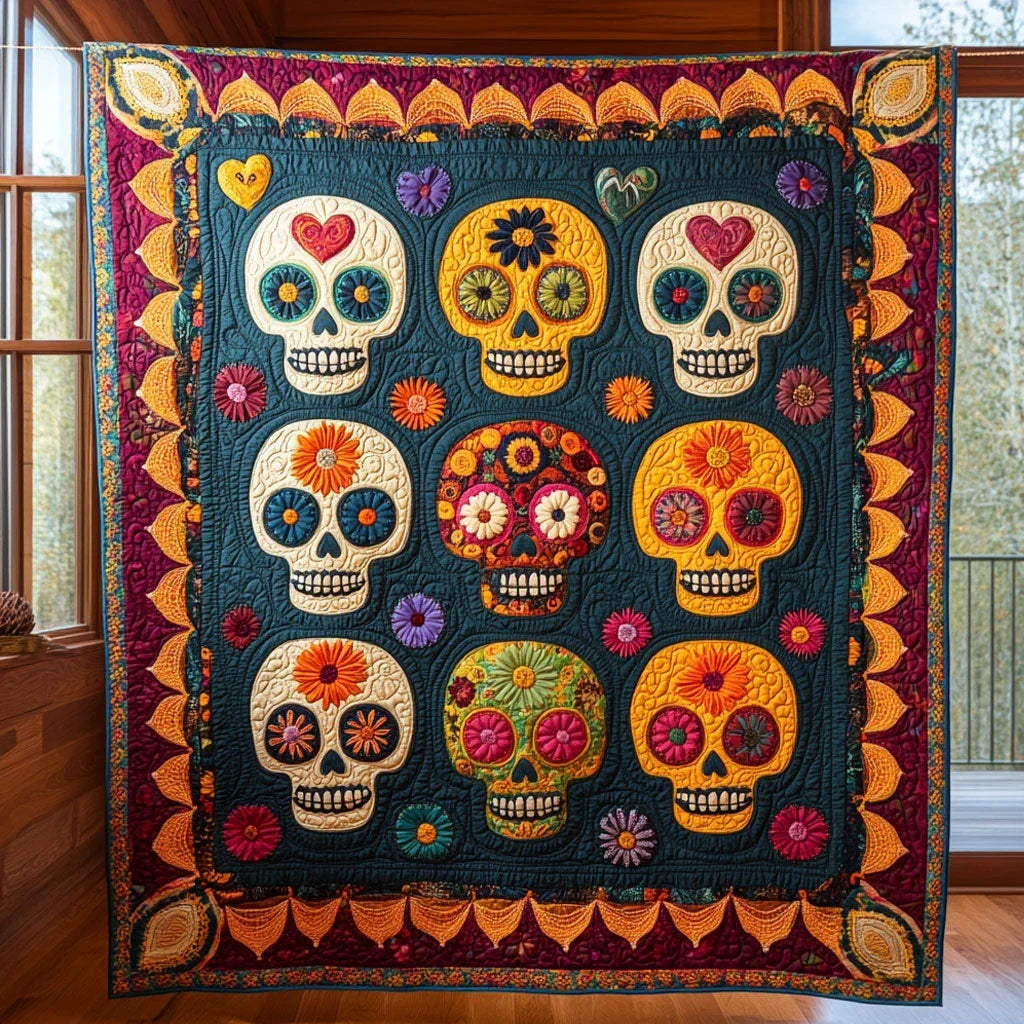 Sugar Skull Garden Quilt Blanket