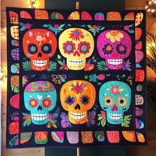 Sugar Skull Symphony Quilt Blanket