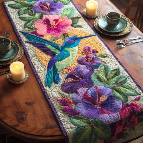 Summer Breeze Hummingbird Quilted Table Runner