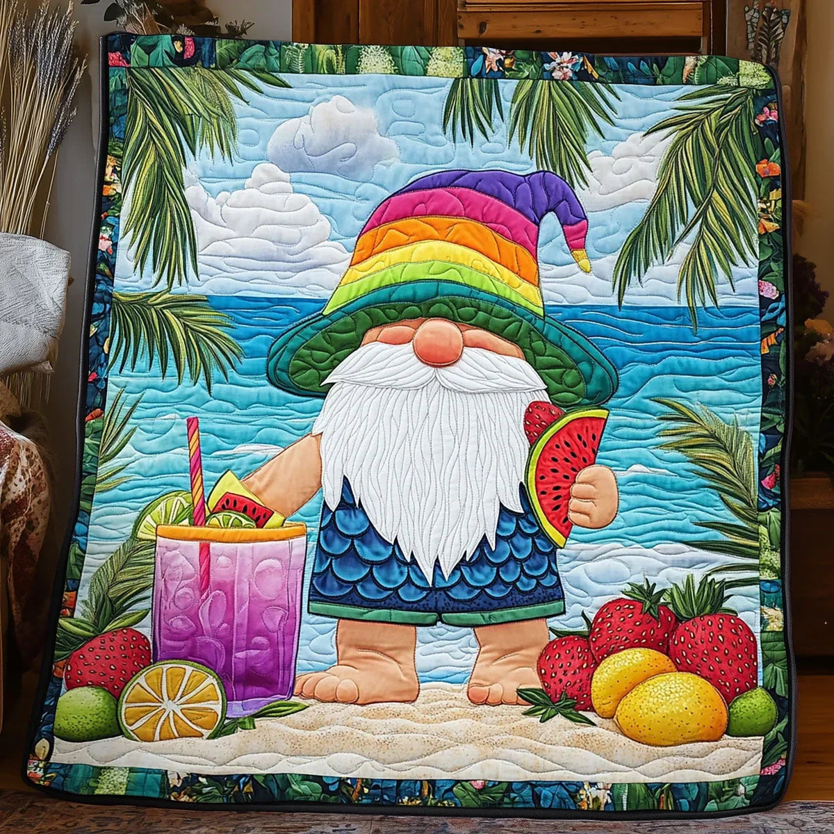 Summer Gnome Vibes Quilt Blanket