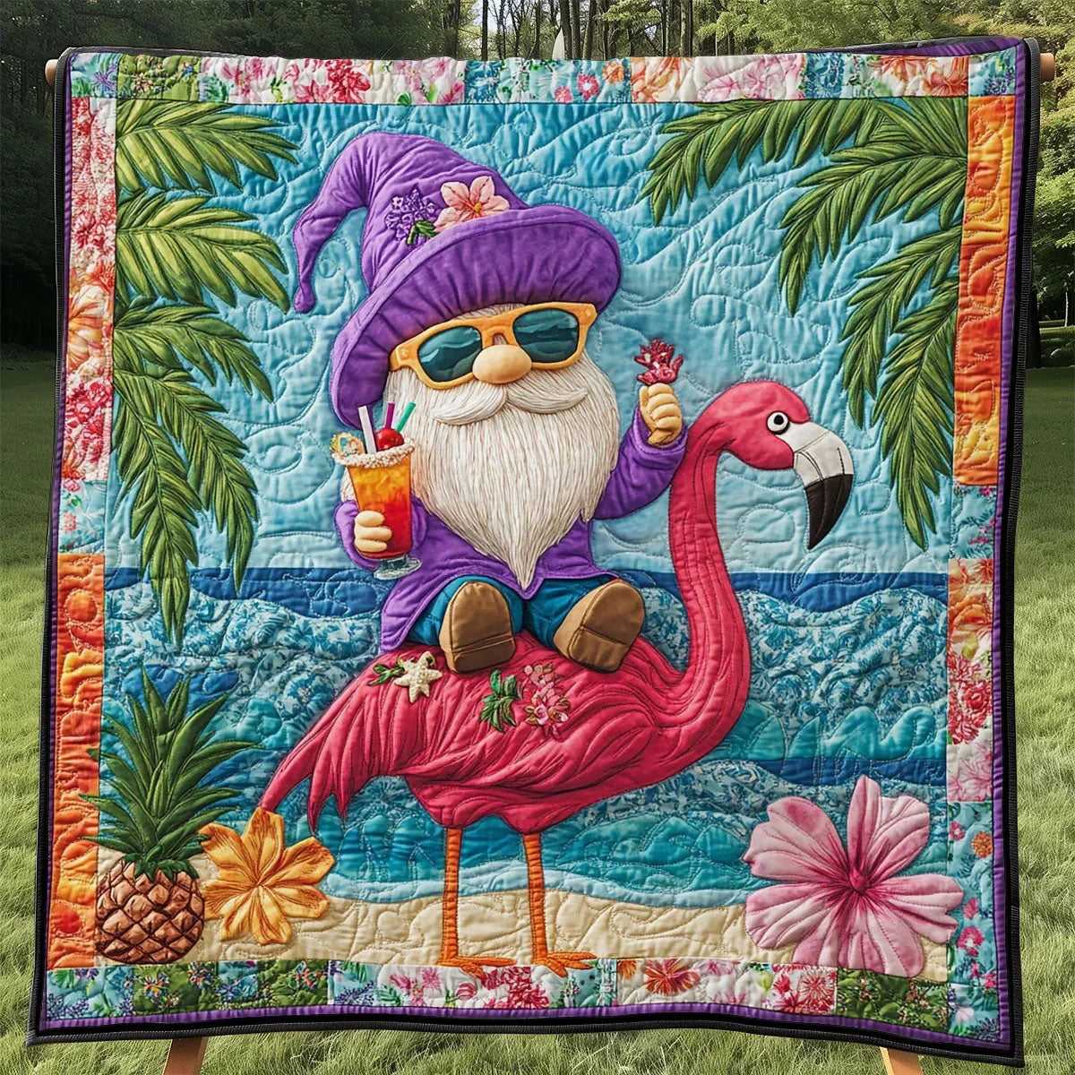 Summer Gnome Vibes Quilt Blanket