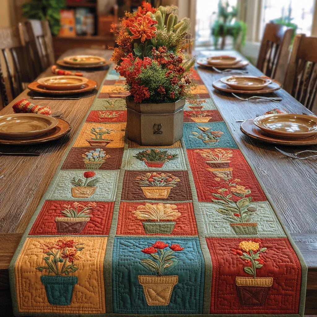 Summer Terracotta Quilted Table Runner