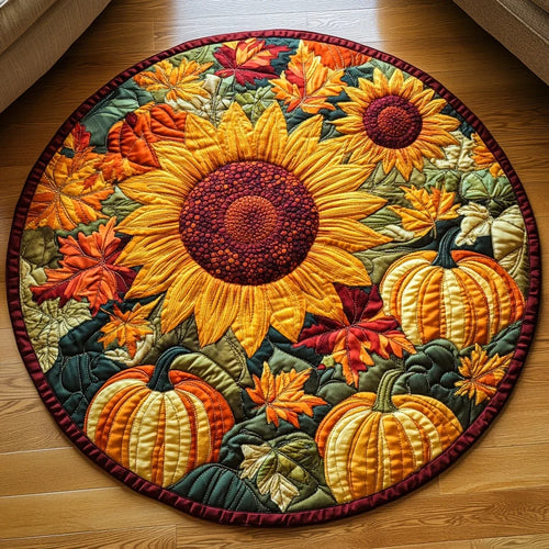 Sunflower Autumn Harvest Quilted Round Mat
