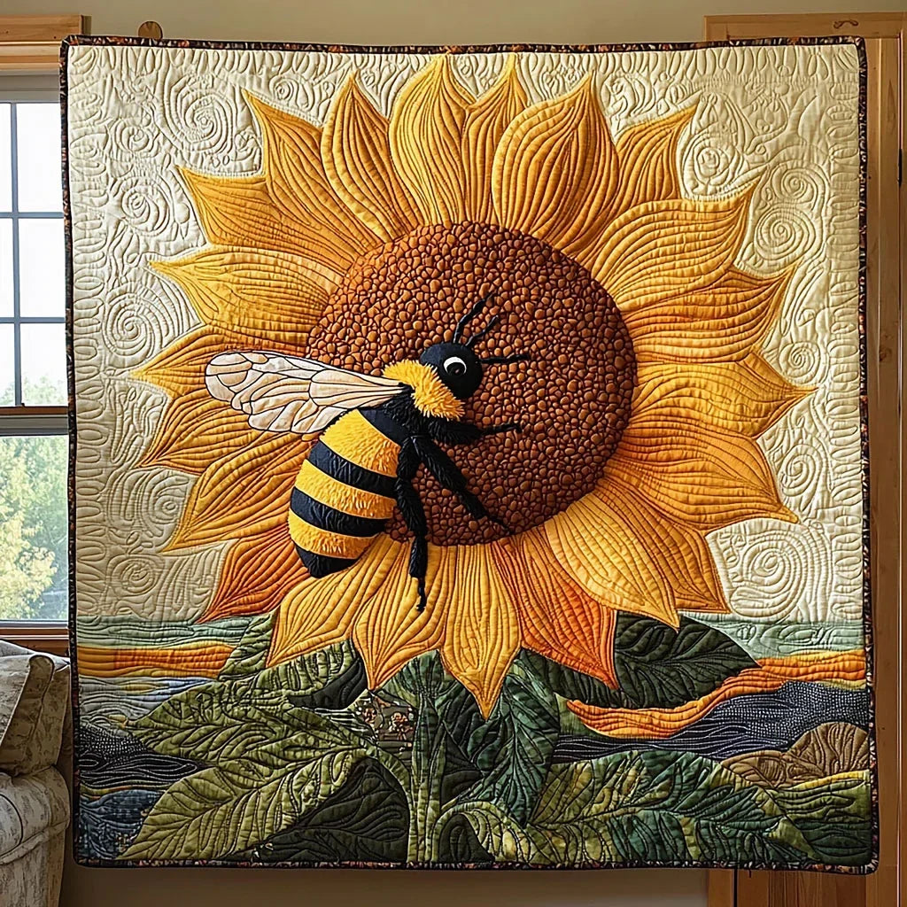 Sunflower Bee Quilt Blanket
