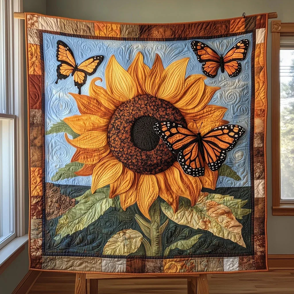 Sunflower & Butterfly Quilt Blanket