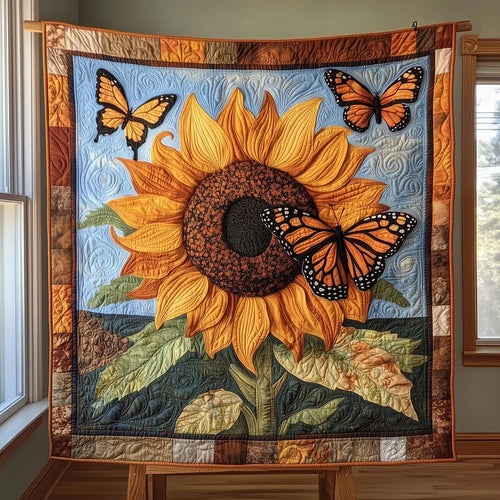 Sunflower & Butterfly Quilt Blanket