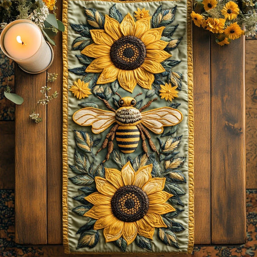 Sunflower Buzz Quilted Table Runner