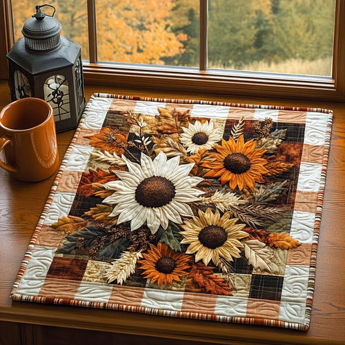 Sunflower Charm Quilted Table Topper