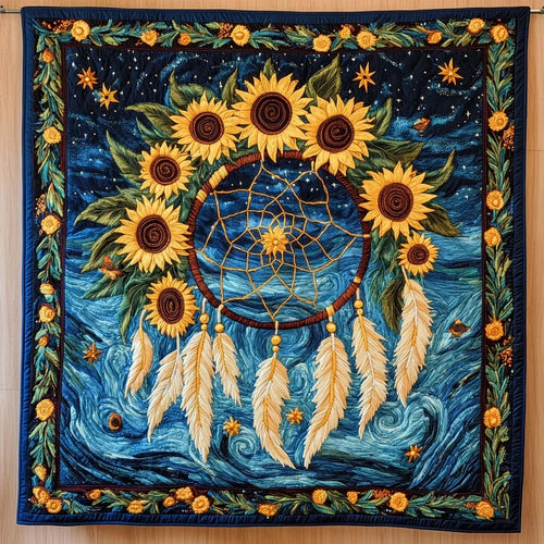 Sunflower Dreamcatcher Magic Quilt Blanket