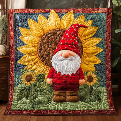 Sunflower Gnome Quilt Blanket