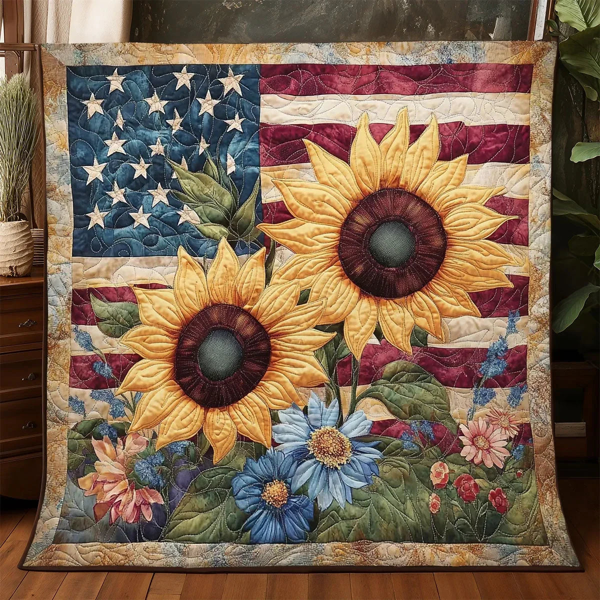 Sunflower Liberty Quilt Blanket