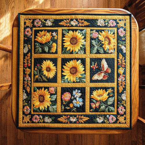 Sunflower Patch Garden Quilted Table Topper