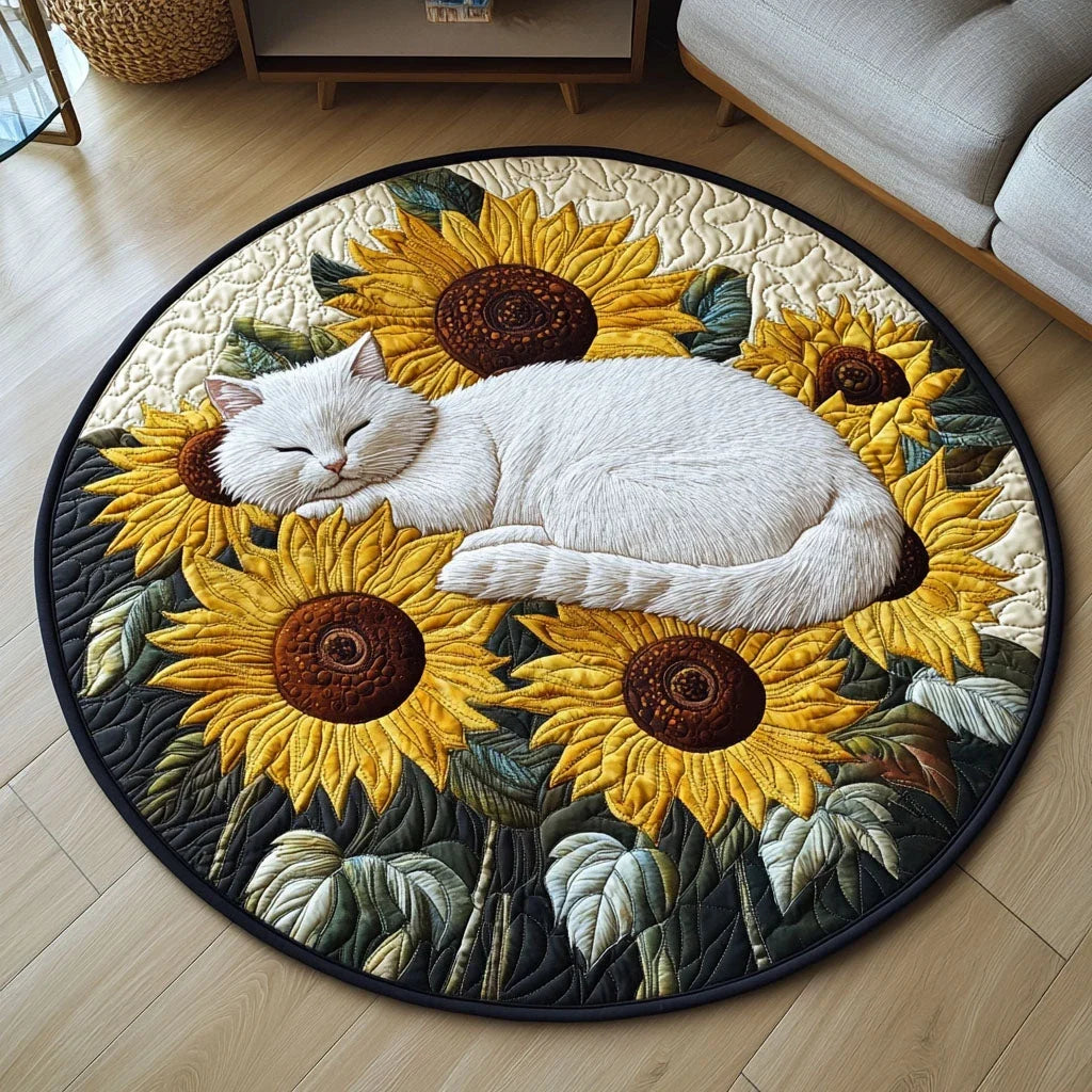 Sunflower Paws Quilted Round Mat