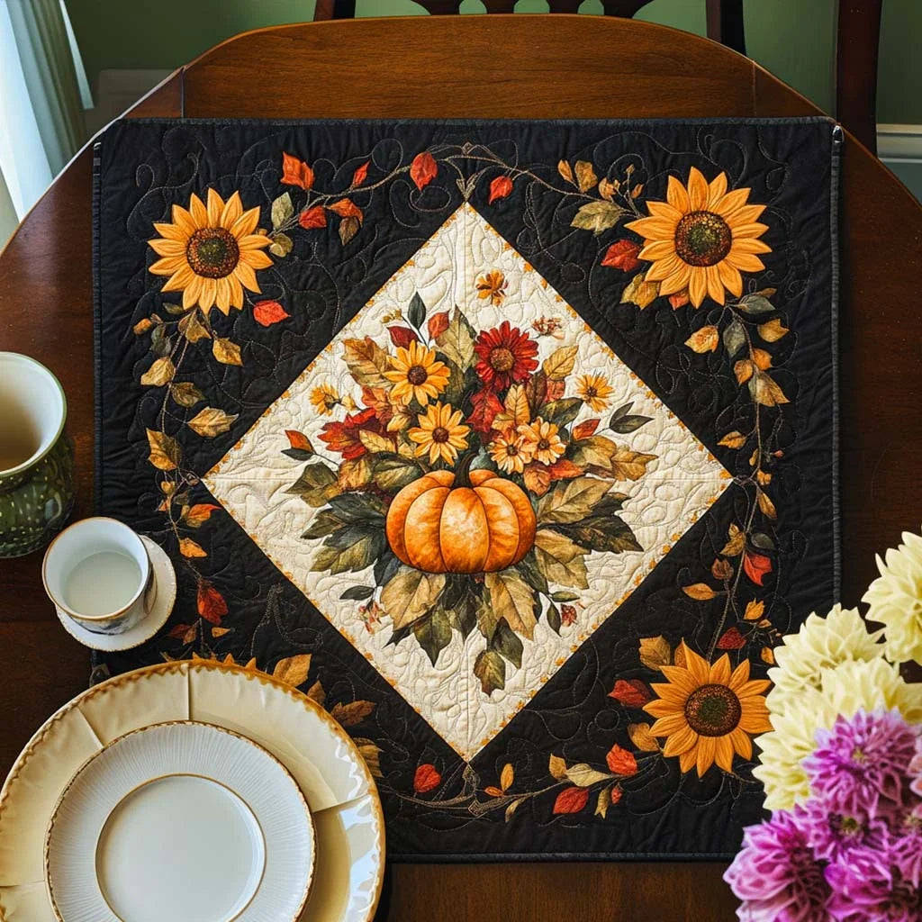 Sunflower Pumpkin Joy Quilted Table Topper
