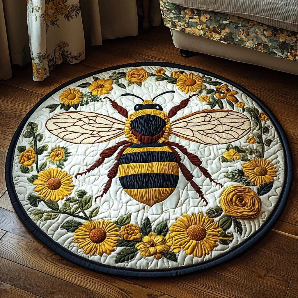 Sunflower Sentinel Quilted Round Mat