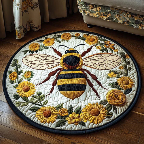 Sunflower Sentinel Quilted Round Mat