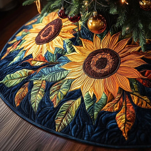 Sunflower Serenade Quilted Christmas Tree Skirt