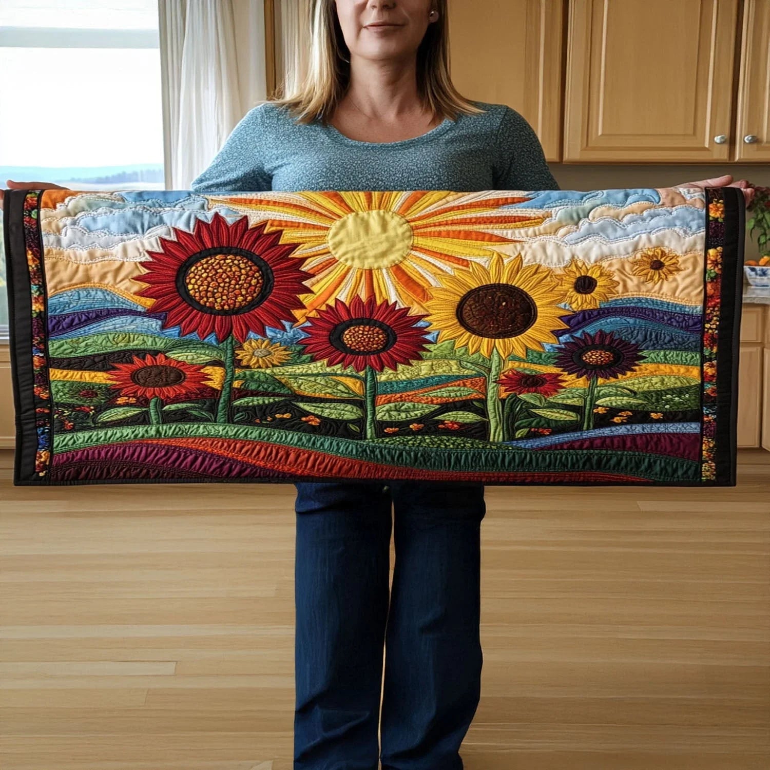 Sunflower Serenity Quilted Table Runner