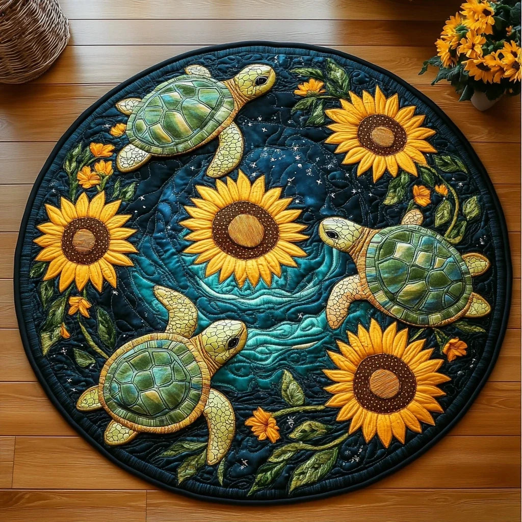 Sunflower Swirls Quilted Round Mat
