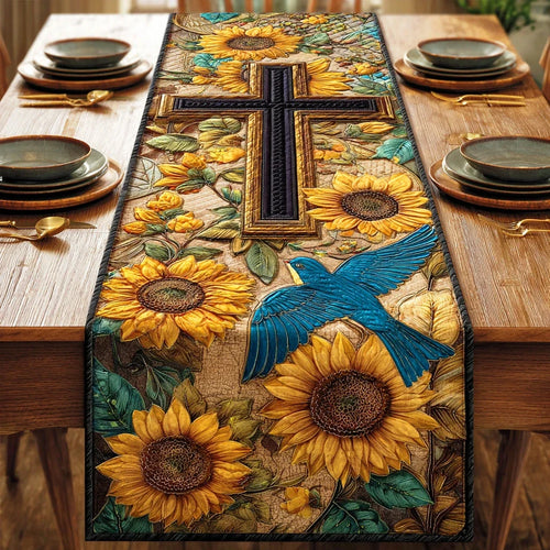 Sunlit Faith Cross Quilted Table Runner