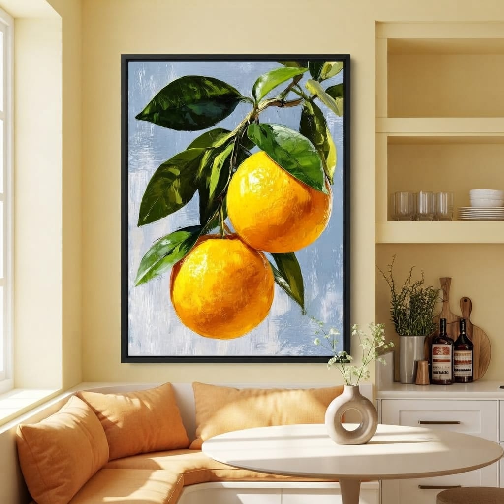Sunlit Oranges On Branch Canvas Wall Art