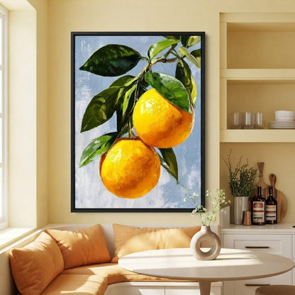 Sunlit Oranges On Branch Canvas Wall Art