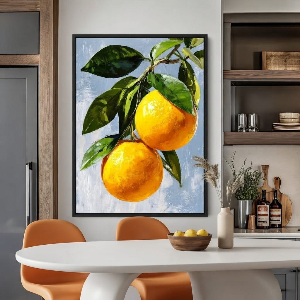 Sunlit Oranges On Branch Canvas Wall Art