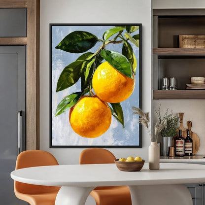 Sunlit Oranges On Branch Canvas Wall Art