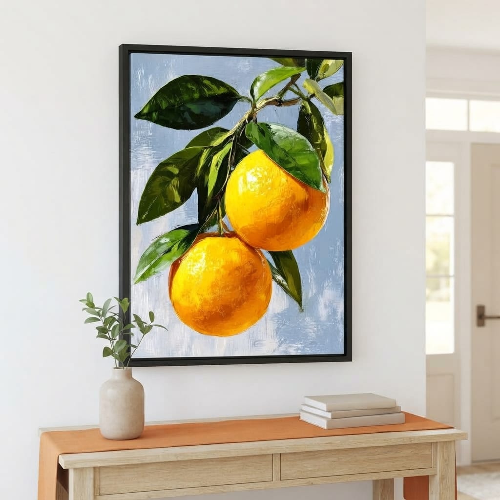 Sunlit Oranges On Branch Canvas Wall Art