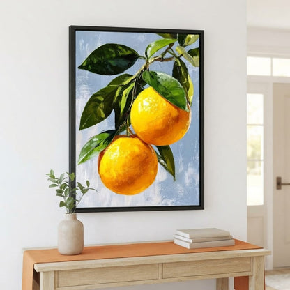 Sunlit Oranges On Branch Canvas Wall Art