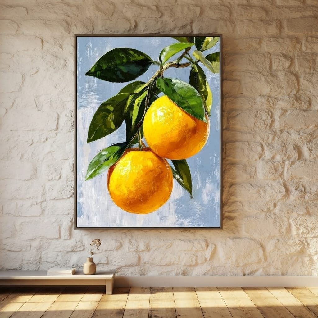 Sunlit Oranges On Branch Canvas Wall Art