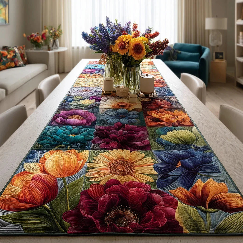 Sunlit Petals Quilted Table Runner