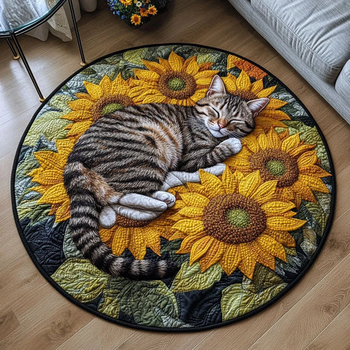 Sunlit Purrfection Quilted Round Mat