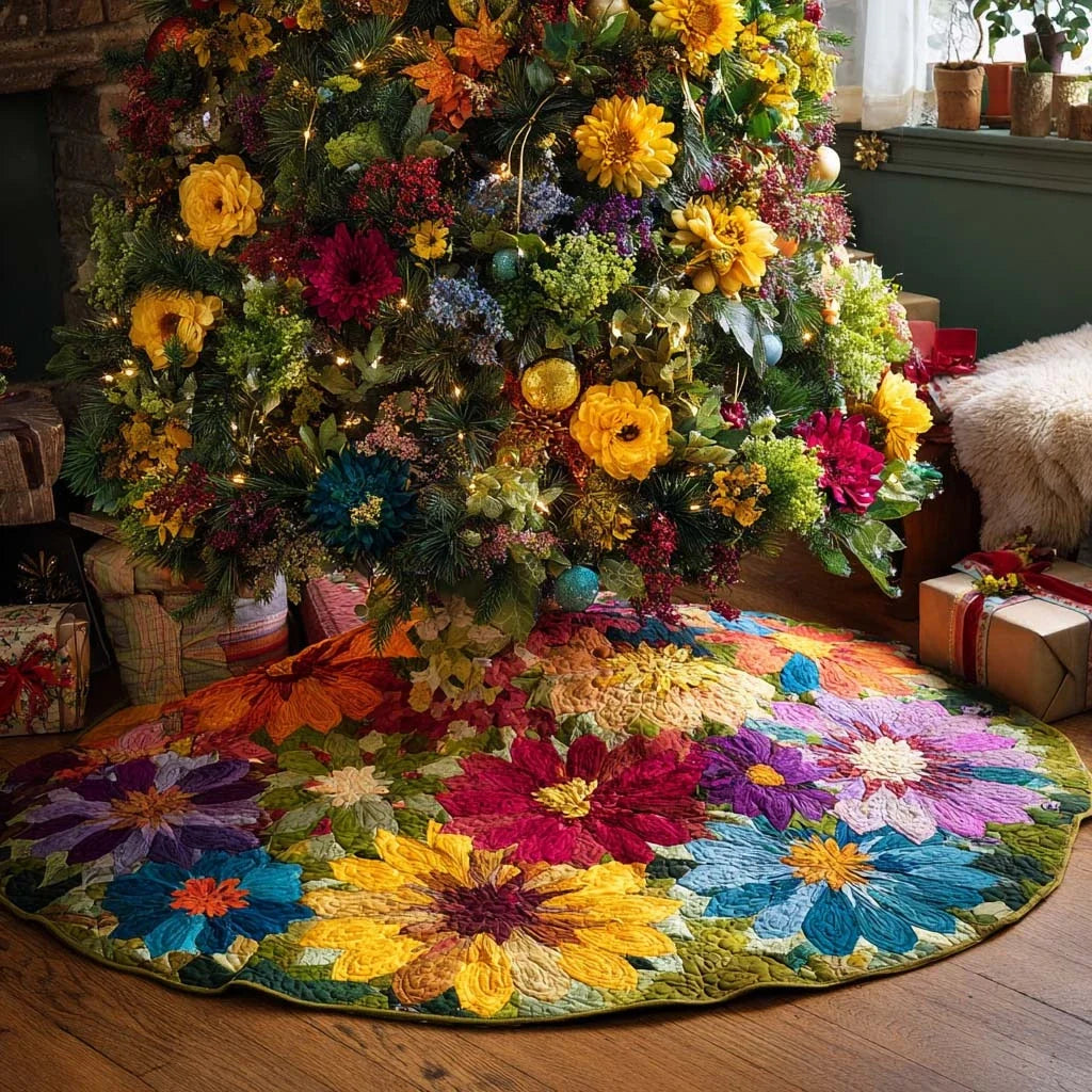 Sunlit Wilds Christmas Quilted Tree Skirt