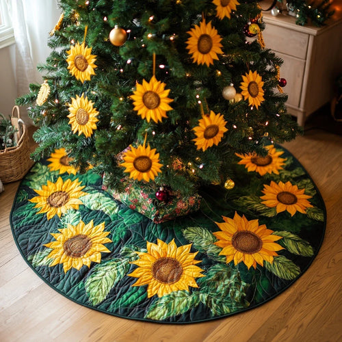 Sunny Bloom Christmas Quilted Tree Skirt