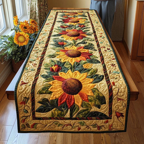 Sunny Bloom Drift Quilted Table Runner