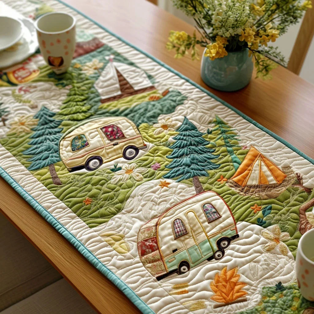 Sunny Camper Meadow Quilted Table Runner