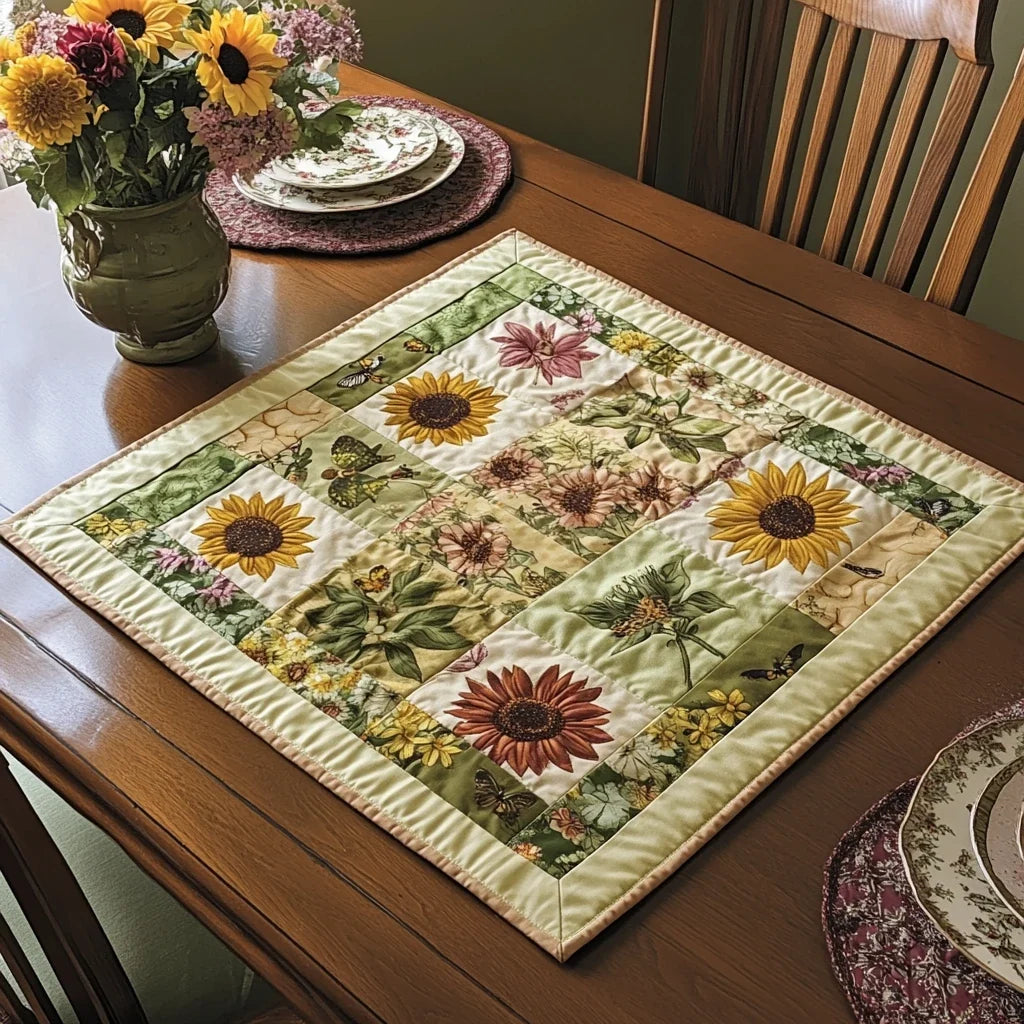Sunny Charm Quilted Table Topper