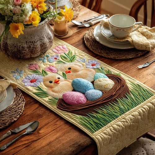 Sunny Chick Nest Quilted Table Runner
