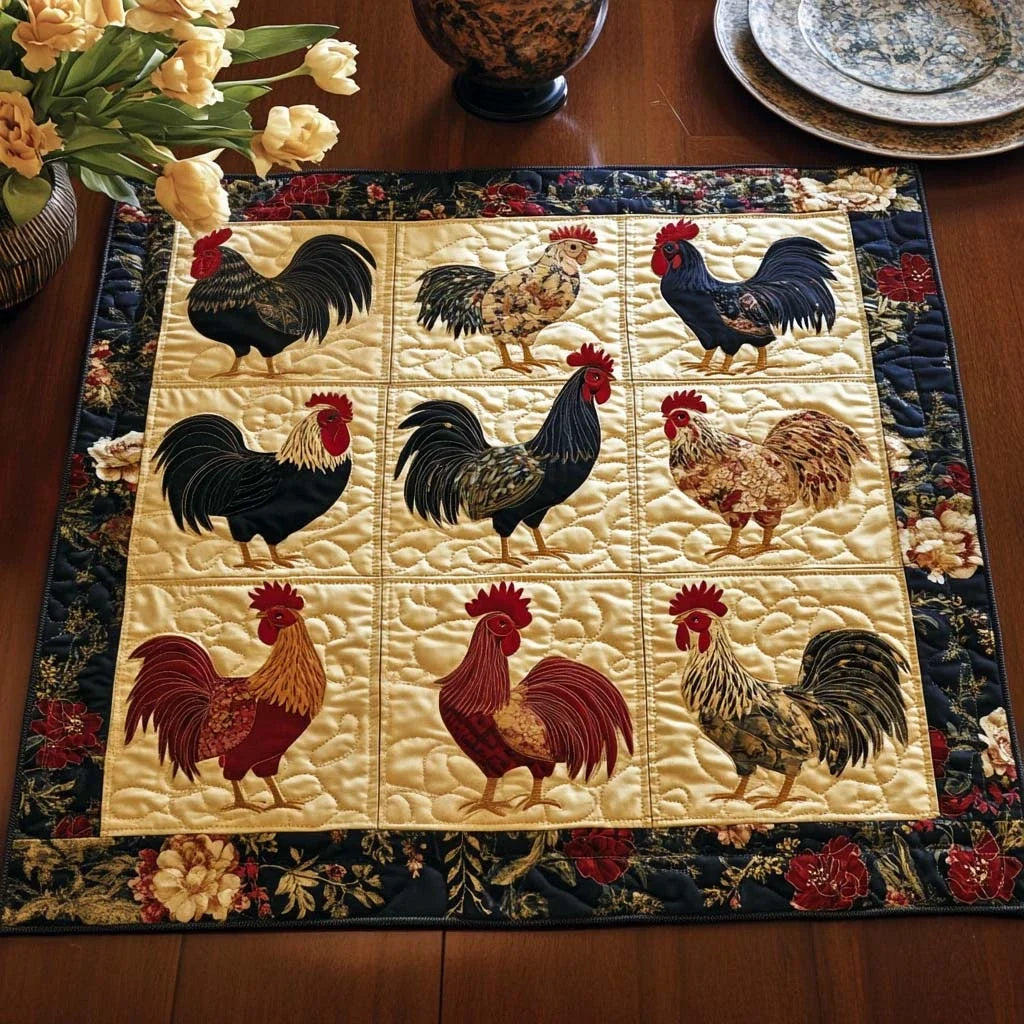 Sunny Coop Quilted Table Topper