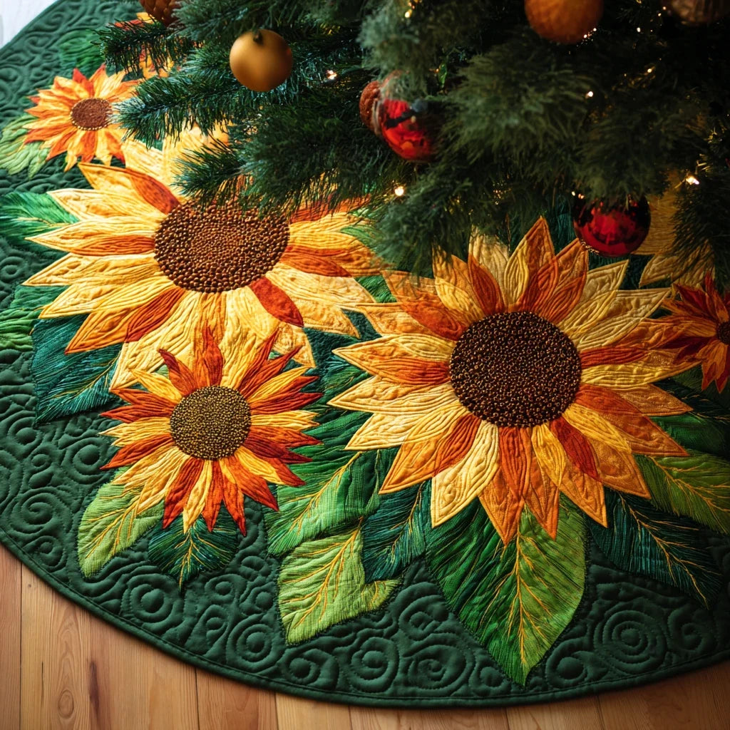 Sunny Petals Christmas Quilted Tree Skirt