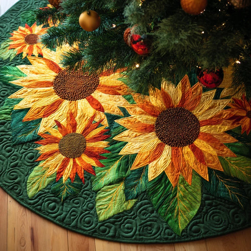 Sunny Petals Christmas Quilted Tree Skirt