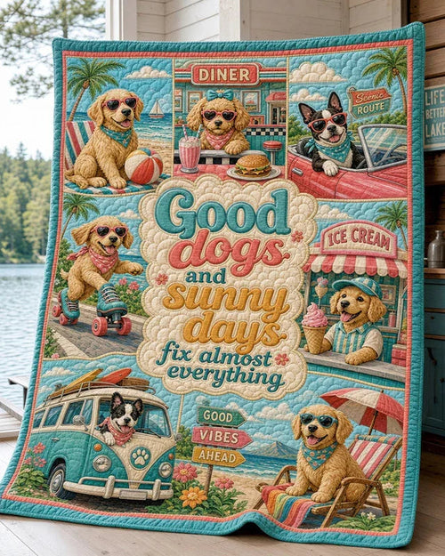 Sunny Tails Quilt Blanket - Quilted Blanket by Wild and Way