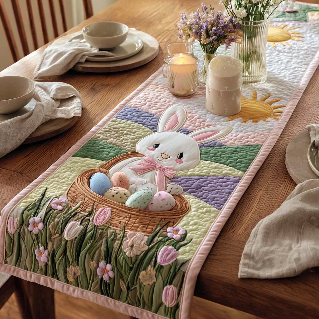 Sunrise Bunny Basket Quilted Table Runner