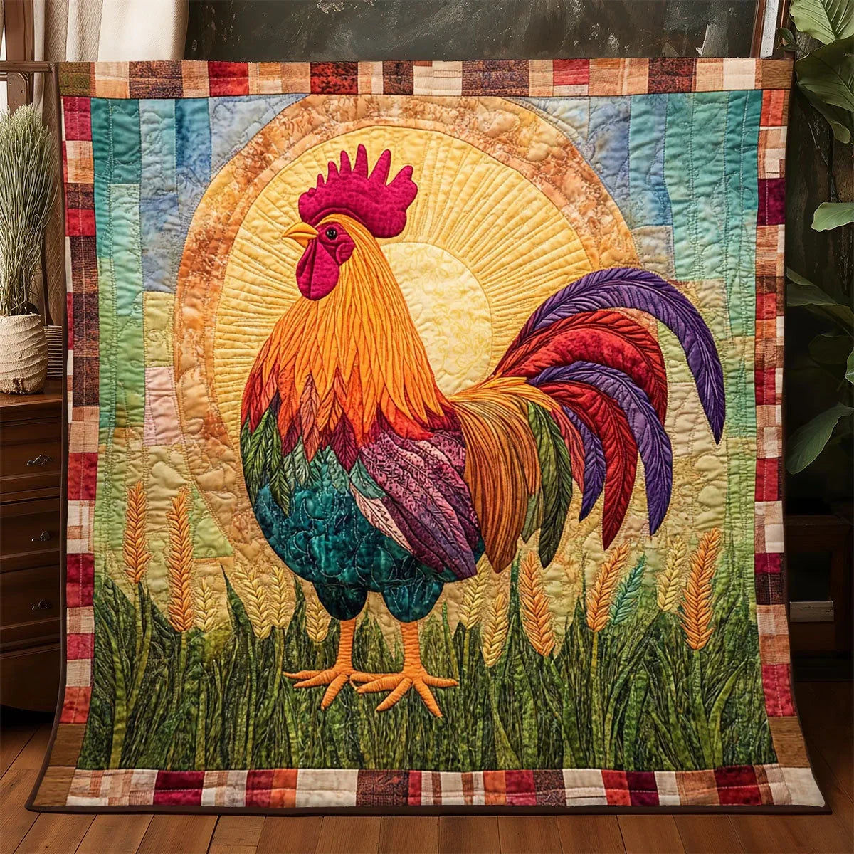 Sunrise Chicken Quilt Blanket