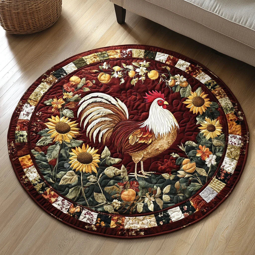 Sunrise Crow Quilted Round Mat