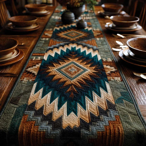 Sunrise Featherburst Quilted Table Runner